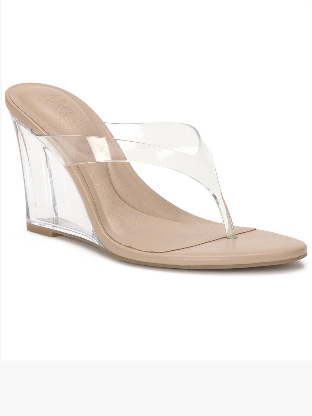 Clear Strap Tan Wedge Sandal - Women
